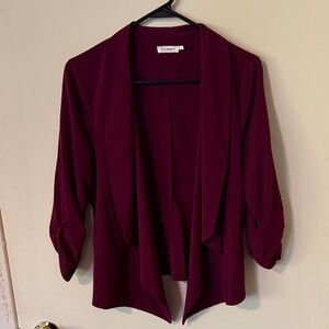 Burgundy Open Front Blazer